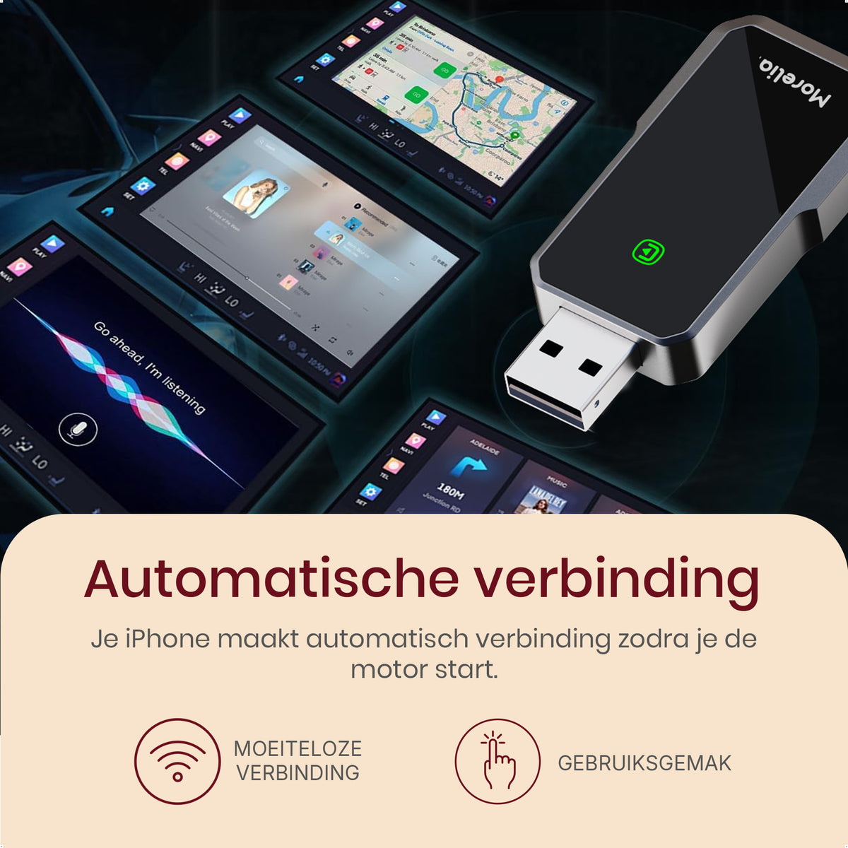 Morelia® Premium Draadloos 2 in 1 CarPlay